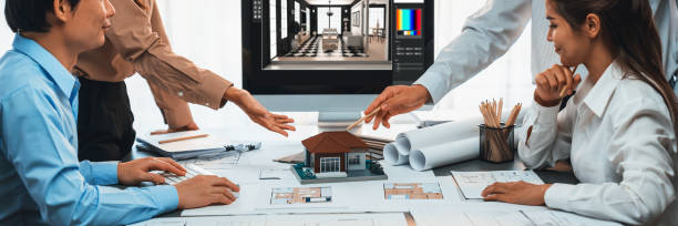 istock Group of interior architect designer discussing together with software. Insight 2053087150