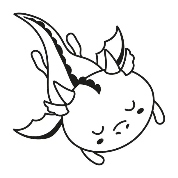 Vector illustration of cartoon dragon flying