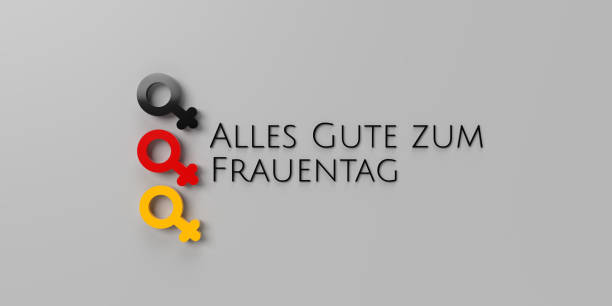 International Women's Day german text and 8th of March number concept of feminism symbol background, copy space and clipping path for easy editing. 3D illustration design female mind power poster