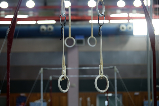Focus on gymnasium ring for gymnastic artistic