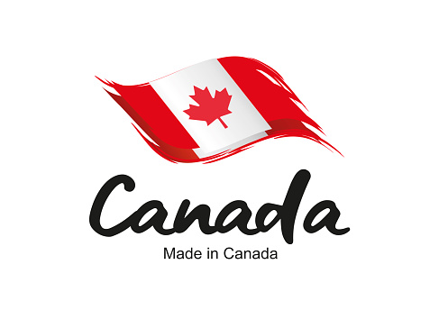 Made in Canada handwritten flag ribbon typography lettering  label banner