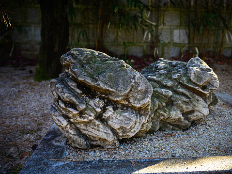 Abstract rugged shape of garden rocks