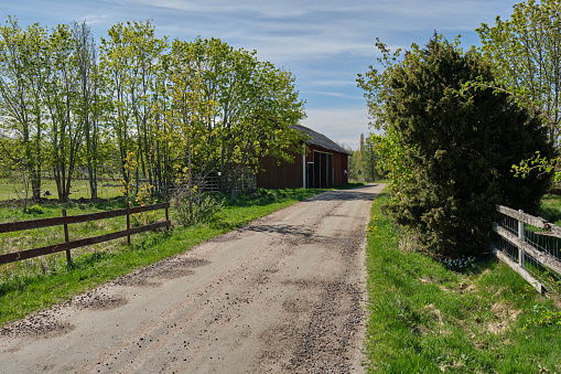 Farm on a sunny day in spring in Skaraborg Sweden
