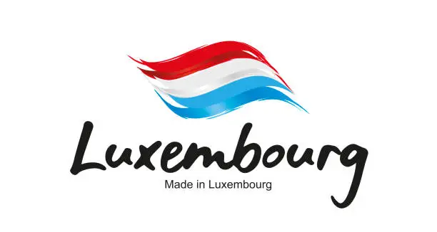 Vector illustration of Made in Luxembourg handwritten flag ribbon typography lettering logo label banner