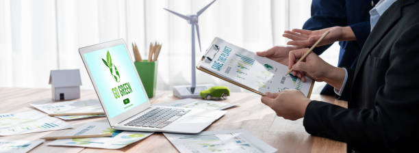 istock Go green ecology awareness campaign display on laptop. Trailblazing 2053197264
