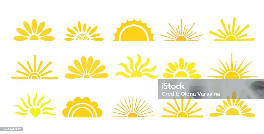 Half Sun Vector Rough Simple Yellow Half Sun Hand Drawn Vector Flat Illustration With ...
