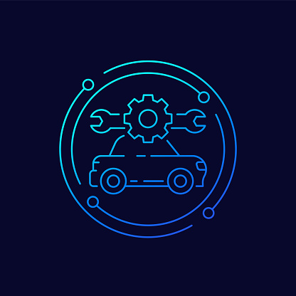 car repair service line icon, vector