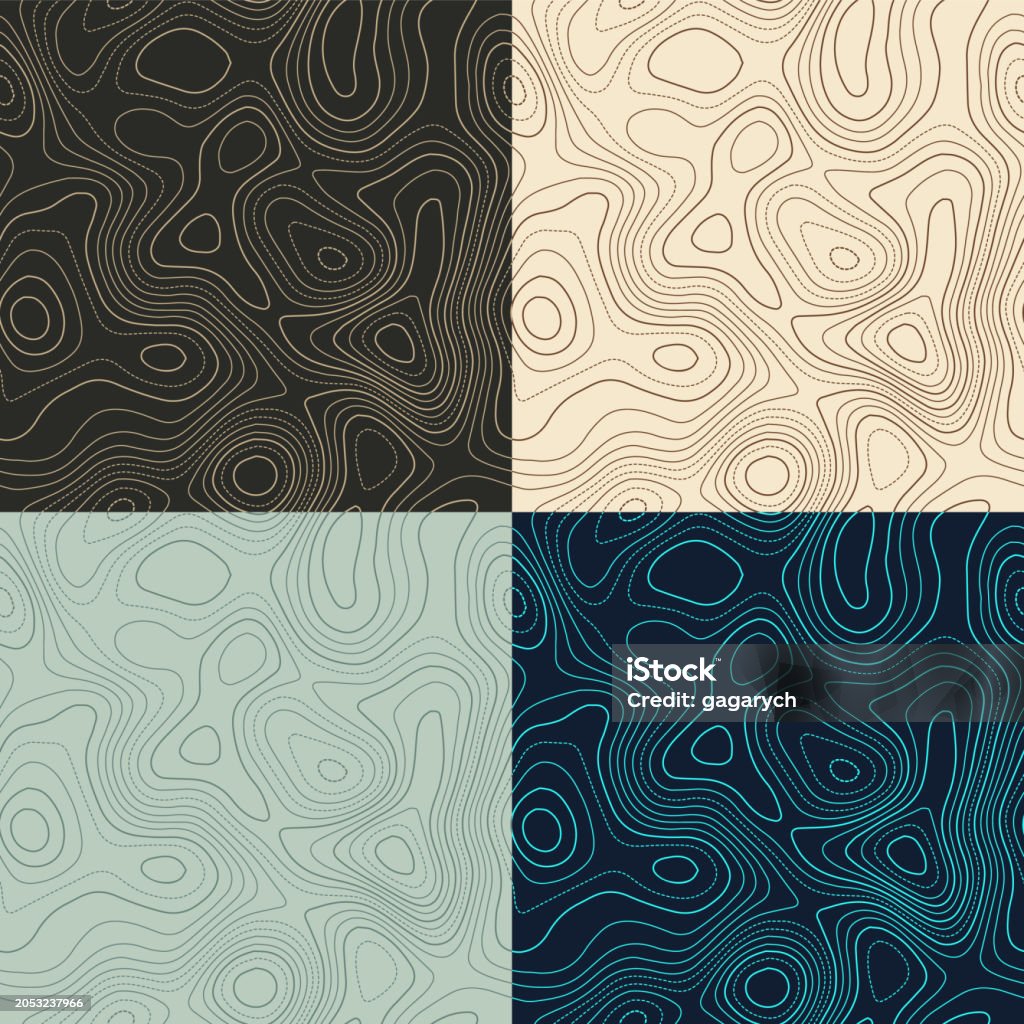 Topography Map Patterns Topography Patterns Seamless Elevation Map Tiles Authentic Isoline ...