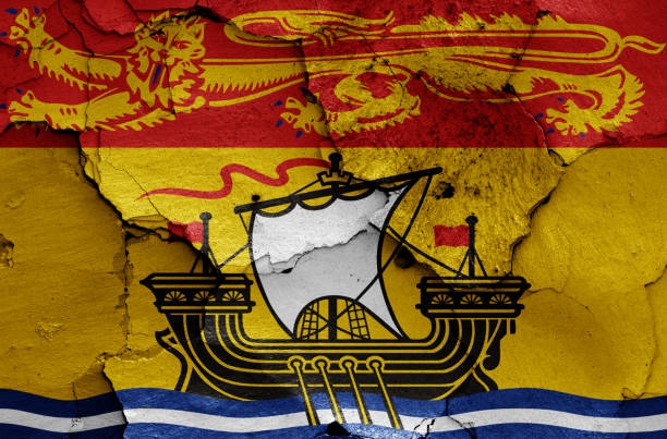 flag of New Brunswick painted on cracked wall