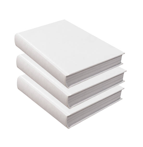 istock Blank book cover stack mockup. Clear textbook hardback, catalog lying on table, isolated on white 2053330078