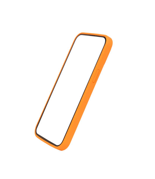 istock Mobile smart phone screen mock up, smartphone display mockup angle view, isolated on white 2053330109