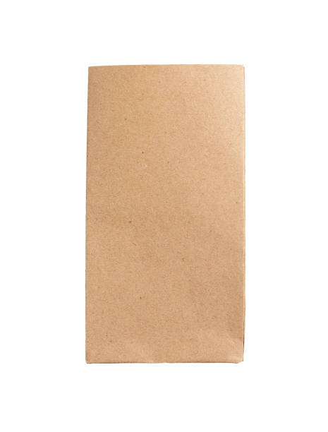 istock Paper bag, small kraft package, sack. Craft brown pouch, pack mockup isolated on white background 2053330629