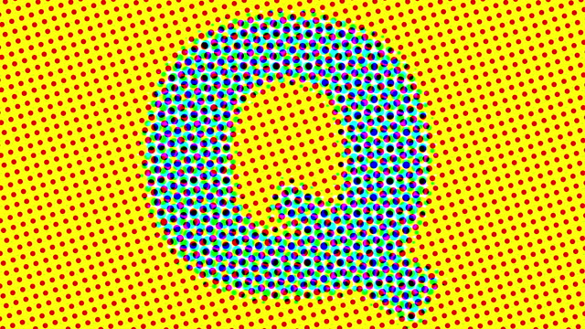 Letter Q half tone blinking pattern
