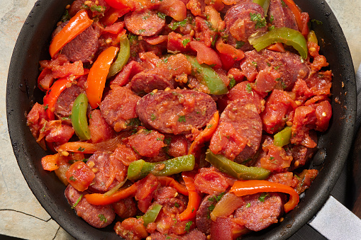 Venison Sausage and Peppers with Tomatoes
