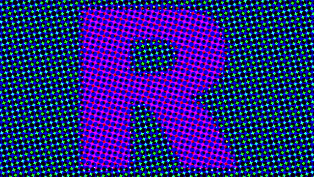Letter R half tone blinking pattern