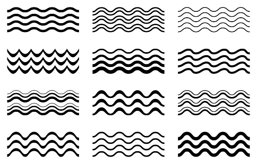 Set of vector wavy lines