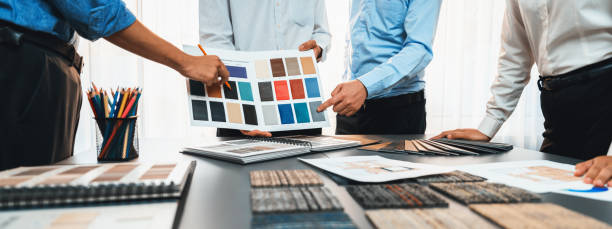 istock Group of professional interior designer and architect choosing color. Insight 2053379098