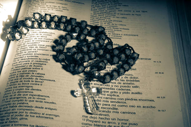 Wooden cross on the bible