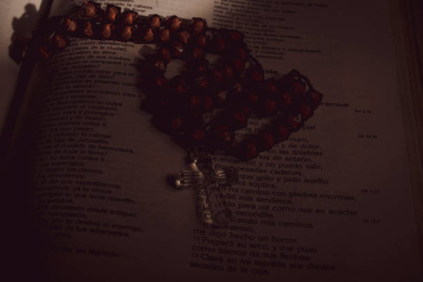 Wooden cross on the bible