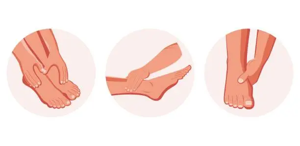 Vector illustration of Foot massage. Kit.