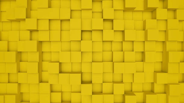 istock Abstract yellow modern architecture 3D background with yellow cubes on the wall. 2053468265