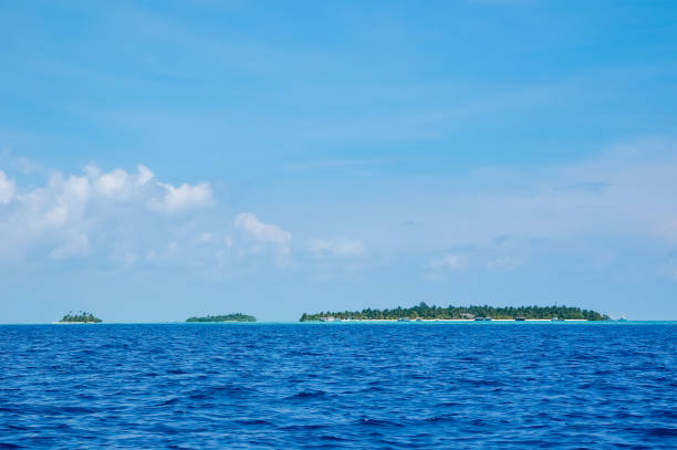 istock Uninhabited tropical island with palm trees. 2053472943