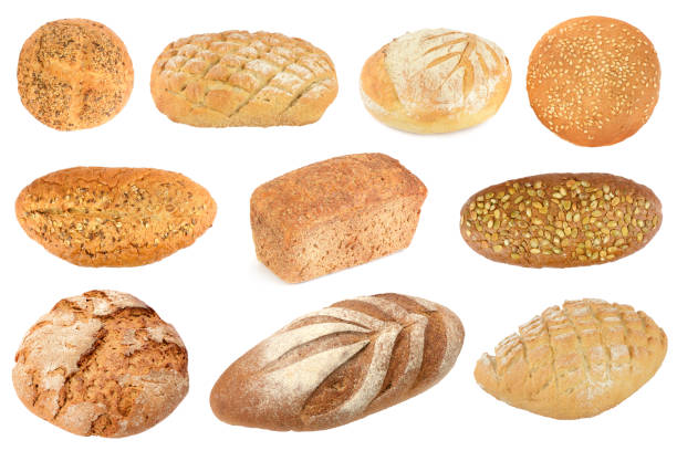 istock Various types of baked bread isolated on white 2053477635