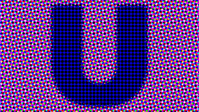Letter U half tone blinking pattern