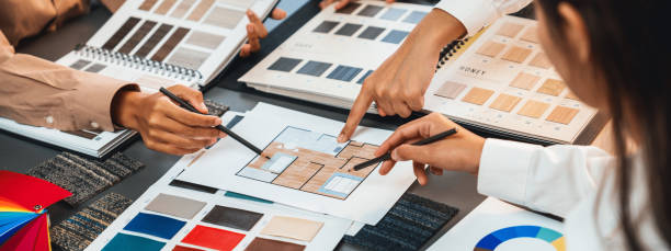 istock Group of interior designer team in meeting and discussing. Insight 2053509069