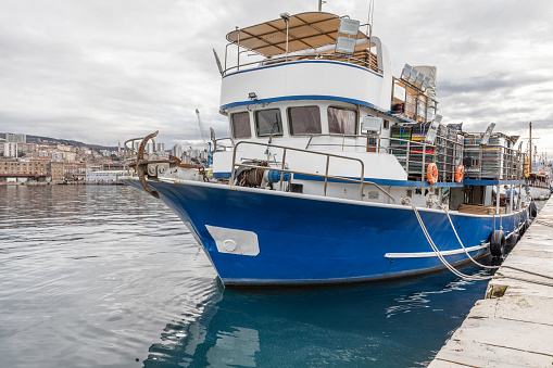 Fishing boat tied up in the port of Rijeka