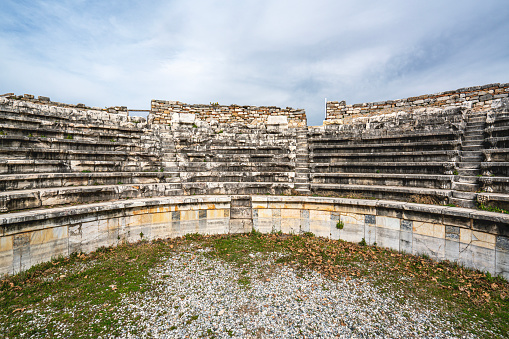 Scenic views from Afrodisias which  was a small ancient  Hellenistic city in the Caria,  was named after Aphrodite, the Greek goddess of love in Aydın, Turkey