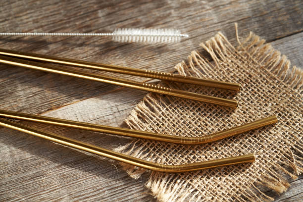 istock Ecological stainless steel straws with a brush 2053535947