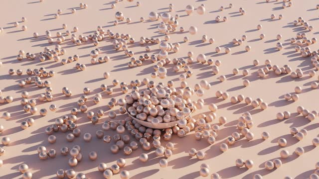 Dynamic Geometric Overflow: Abstract 3D Animation of Balls Overflowing from Half-Circular Container