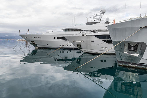 Modern luxury yacht moored in the port of Rijeka, Croatia