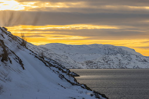 Arctic landscape in winter, Hammerfest - Northern Norway.