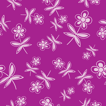 Doodled Flowers Seamless Pattern