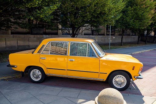 Classic vintage European car in Warsaw, Poland