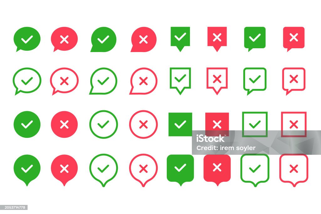 Cross Check Layout Check Mark And Cross Mark Set Vector Design Stock Illustration ...