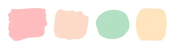 Vector illustration of Spring Color Abstract Background Collection. Soft Pastel Colors Hand Drawn Frames Set. Artistic Brush Creative Shapes.