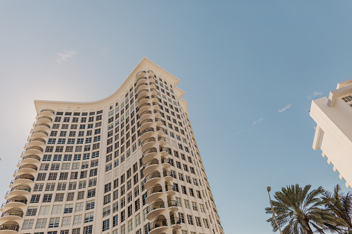 Low Angle View of a Building in Tropical Miami Beach, Florida in February of 2024