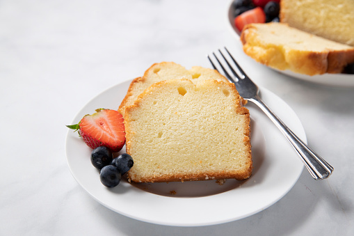 Sliced Pound Cake and Berries
