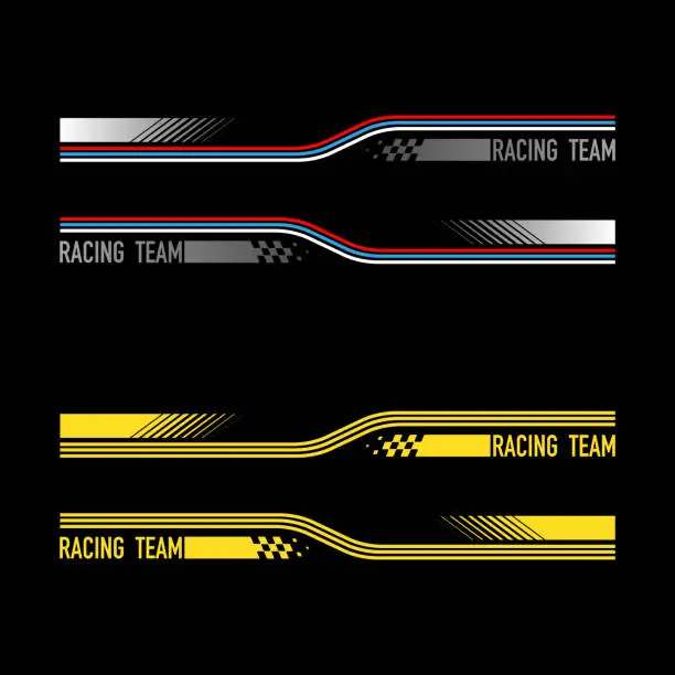 Vector illustration of Checkered flag racing strips