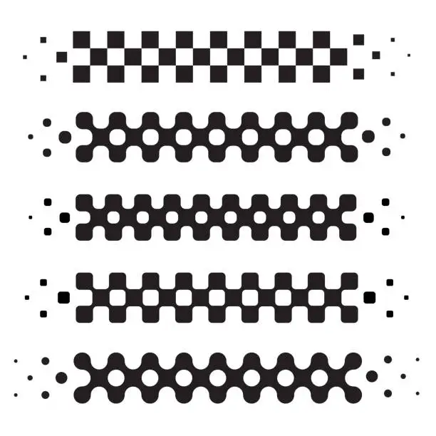 Vector illustration of Checkered flag three rows lines
