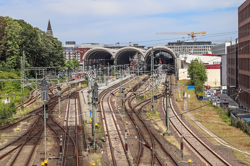 Kiel / Germany - August 02, 2023: Main railway station in the city center of Kiel.