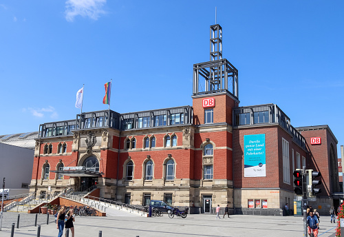 Kiel / Germany - June 23, 2024: Main railway station in the city center of Kiel.