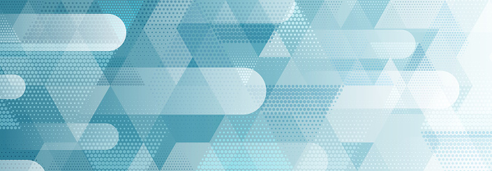 Abstract background in blue colors consisting of geometric shapes and dots