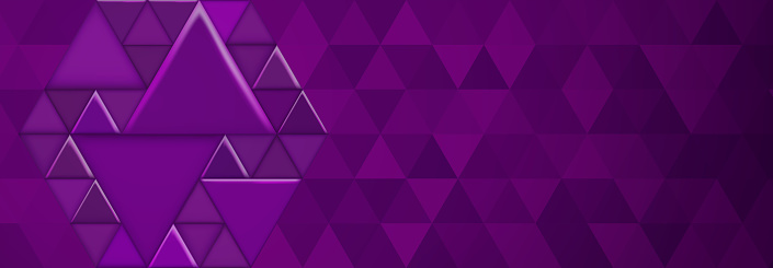 Abstract background with pattern of small triangles and several large  triangular shapes in purple colors
