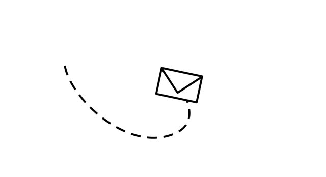 Animation with flying envelope or letter. Post delivery concept. Send Email icon animation on white background. Sending and Receive Message Concept.
