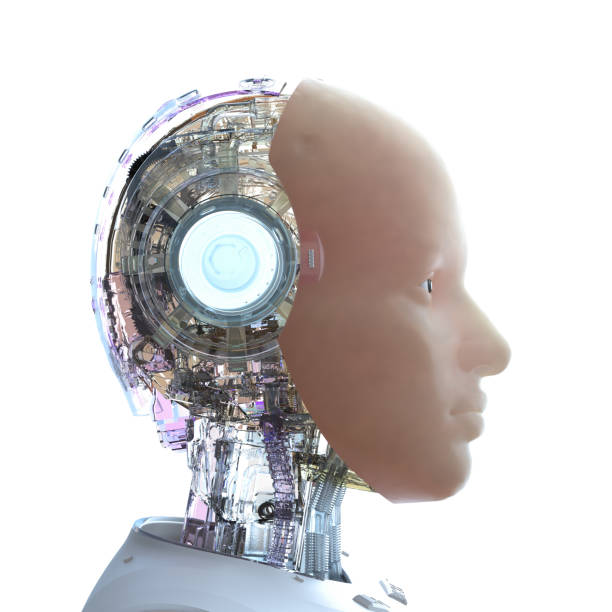3d rendering artificial skin or human-like skin robot isolated on white
