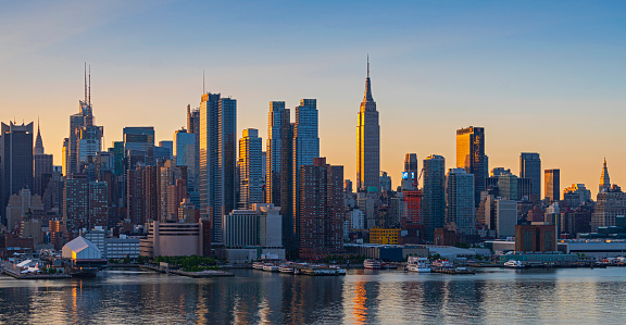 Midtown Manhattan Skyline at sunset, New York City, USA